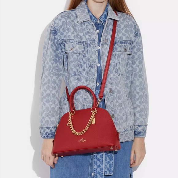 NWT COACH Women's Katy Satchel Crossgrain Leather (Red Apple) Below $398 Retail - Picture 2 of 6